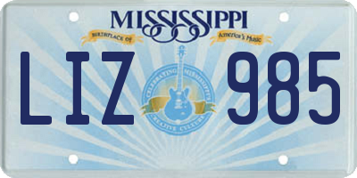 MS license plate LIZ985