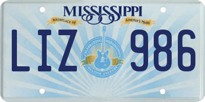 MS license plate LIZ986