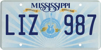 MS license plate LIZ987