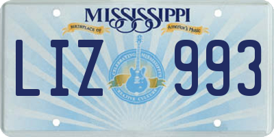 MS license plate LIZ993