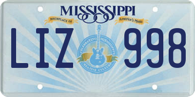 MS license plate LIZ998