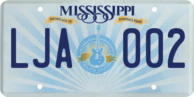 MS license plate LJA002
