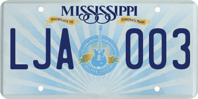MS license plate LJA003