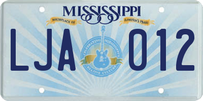 MS license plate LJA012