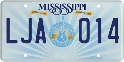 MS license plate LJA014