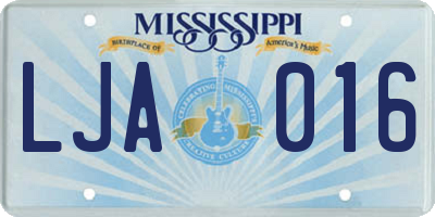 MS license plate LJA016