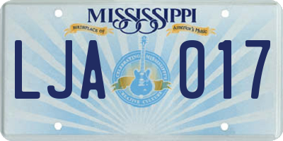 MS license plate LJA017