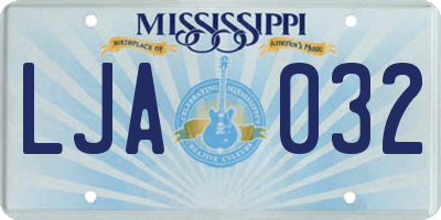 MS license plate LJA032