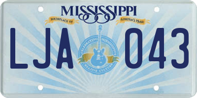 MS license plate LJA043