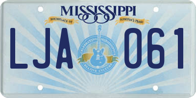 MS license plate LJA061