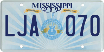 MS license plate LJA070