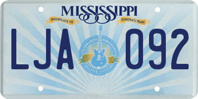 MS license plate LJA092