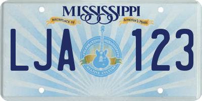 MS license plate LJA123