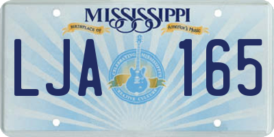 MS license plate LJA165