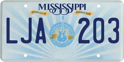 MS license plate LJA203