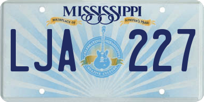 MS license plate LJA227