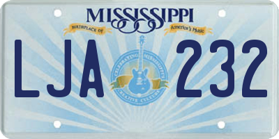 MS license plate LJA232