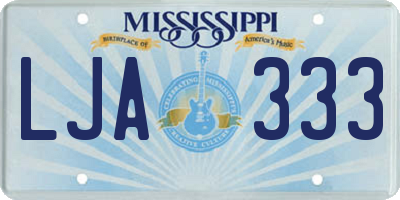 MS license plate LJA333