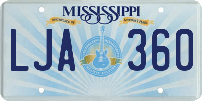 MS license plate LJA360
