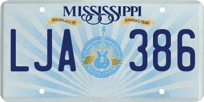MS license plate LJA386