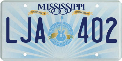 MS license plate LJA402