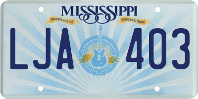 MS license plate LJA403