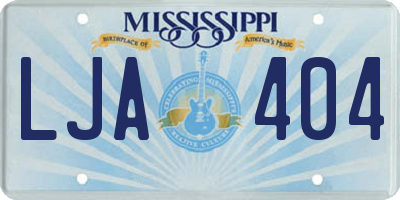 MS license plate LJA404