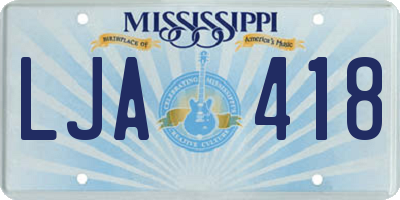 MS license plate LJA418