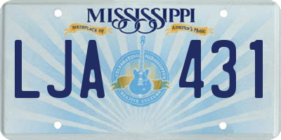 MS license plate LJA431