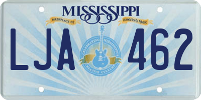 MS license plate LJA462
