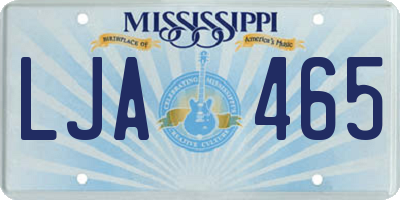 MS license plate LJA465