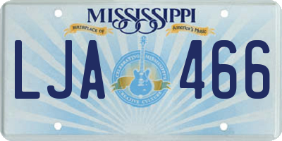 MS license plate LJA466