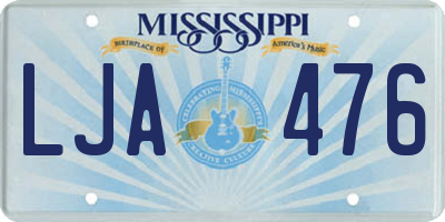 MS license plate LJA476