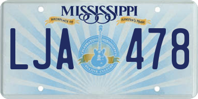 MS license plate LJA478
