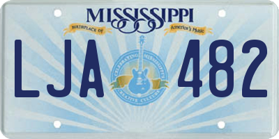 MS license plate LJA482