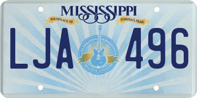 MS license plate LJA496