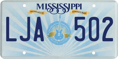 MS license plate LJA502