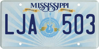 MS license plate LJA503