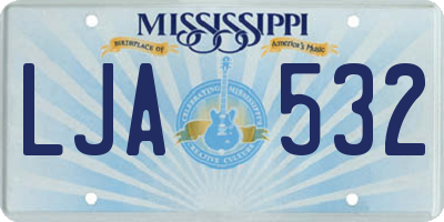 MS license plate LJA532