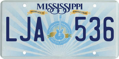 MS license plate LJA536