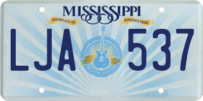 MS license plate LJA537