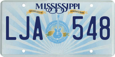 MS license plate LJA548