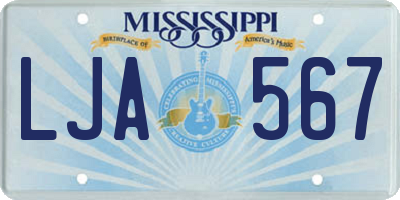 MS license plate LJA567