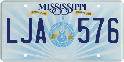 MS license plate LJA576