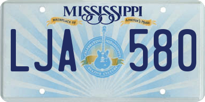MS license plate LJA580