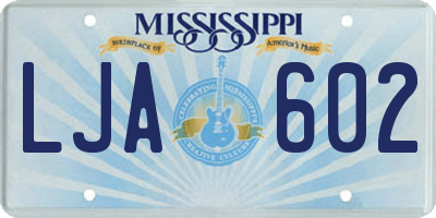 MS license plate LJA602