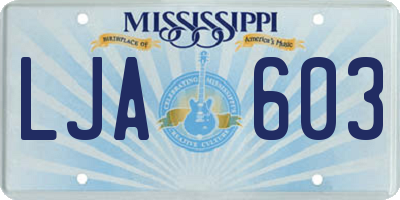 MS license plate LJA603