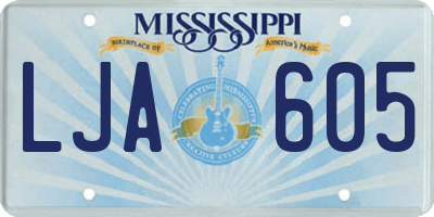 MS license plate LJA605