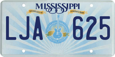 MS license plate LJA625