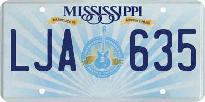 MS license plate LJA635